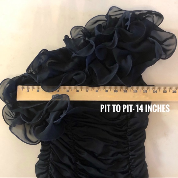 SOLD! Frederick’s of Hollywood -Sexy One-shoulder Ruffle Black Dress - Picture 10 of 10